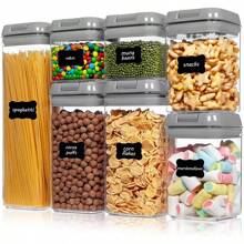 Seven Sets Of Kitchen Storage Containers, With Sealed Lid, Waterproof And Moisture-Proof - Black - View 2