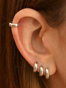 1 对迷人 925 纯银 12 毫米-16 毫米简约亮面圆形耳钉，适合女士周年纪念日女友生日礼物约会日常佩戴耳环精美珠宝 - 光面 - 查看 7