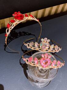 1/2/3 Pieces Of Multi-Color Heart-Shaped High-End Party Crown Headbands, The Best Gift For Oneself And Others, Suitable For Birthday Parties And Daily Travel