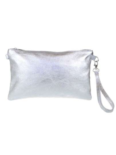Girly Handbags Womens Genuine Italian Metallic Leather Clutch Bag Purse Wristlet Handbag