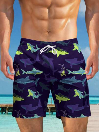 Men's Hawaiian Style 3D Printed Casual Beach Shorts - Quick Dry, Drawstring Waistband, Perfect For Summer Outdoor