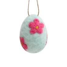 1pc Handcrafted Wool Felt Easter Eggs Colorful Textured With Floral And Bunny Designs Ideal For Tabletop Room Decor, Craft & Party Embellishments