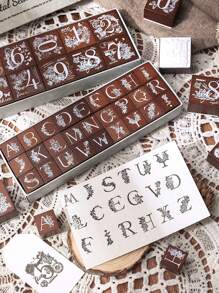 10pcs/27pcs Vintage Flower & Number Pattern Wooden Stamps, Delicate Flower And Grass Pattern Engraved Stamps, Scrapbook Decoration, DIY Handbook Greeting Card Decoration, Gifts For Friends