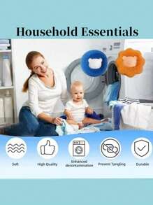 6 件装宠物毛发去除洗衣机球，神奇洗衣球，可重复使用的绒毛捕捉器，尼龙洗衣球，轻松去除衣物起毛，保持衣物和床上用品无毛，去除宠物毛发和污垢，宠物主人必备 - 彩色 - 查看 4