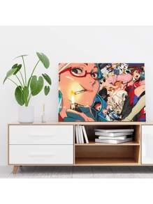 1 Pc Cartoon Poster Valentine's Day Easter Thanksgiving Home Room Decoration Wooden Framed Canvas Painting -  Thickness 2.25cm/0.9inch,Home Gift Decoration, Room Decoration Aesthetic, Wall Decoration Art, Perfect Gift, Autumn And Winter Wall Decoration, Living Room Decoration, Bedroom Decoration, Kitchen Decoration, Entry Decoration, Bathroom Decoration, Direct Wall Painting, High Quality Wall Painting Poster - Multicolor - View 2