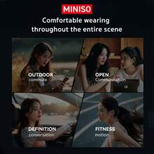 Miniso Écouteurs à conduction osseuse X8 AI Translation à commande tactile électrique, son Hi-Fi, longue autonomie de 40 heures, écouteurs sans fil pour téléphone Android