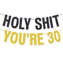 1 zestaw, DIY String Black Glitter You 21/30/40/50/60/70th Birthday Banner, Wszystkiego najlepszego z okazji urodzin 21/30/40/50/60/70th Birthday/Cheers 21/30/40/50/60/70th Birthday, Materiały dekoracyjne na 20. urodziny