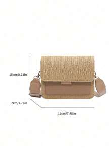 Trellis Handbag Female Shoulder Bags Ladies Small Square Crossbody Travel Purses Plaid HandBag - Khaki - View 7