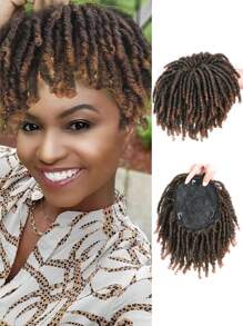 Funkige lockige Zopf Perücke, kurze synthetische Halbperücke mit einfach aufklippbaren Zöpfen, hitzebeständig, ideal für dünnes Haar & Feierlichkeiten, Perücken Accessoires Dreadlocks Haarverlängerungen Musikfestival Toupet Afro Haar für Frauen und Männer Topper Hairpieces