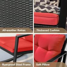 Piece Rocking Bistro Set Wicker Patio Outdoor Furniture Porch Chairs Conversation Sets With Glass Coffee Table (Beige) - Red - View 3