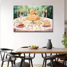 1 Pc Champagne And Pastries  Wooden Framed Canvas Painting -  Thickness 2.25cm/0.9inch,Home Gift Decoration, Room Decoration Aesthetic, Wall Decoration Art, Perfect Gift, Autumn And Winter Wall Decoration, Living Room Decoration, Bedroom Decoration, Kitchen Decoration, Entry Decoration, Bathroom Decoration, Direct Wall Painting, High Quality Wall Painting Poster