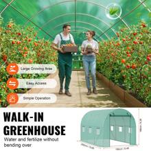 Walk-In Tunnel Greenhouse, 29.5x9.8x6.6 Ft Or 29.2x9.7x6.5 Ft Or 27.4x9.5x7.4 Ft Or 14.6x6.4x6.3 Ft Or 9.6x6.4x6.2 Ft Or 19.4x9.7x6.5 Ft Or 11.3x6.4x6.3 Ft Hoop House With Galvanized Steel Frame, PE Cover, Zipper Door, 12 Windows For Outdoor Use - 9.6x6.4x6.2 ft, Green PE Cover, Roll-up Zipper Door and 6 Windows - 查看 5