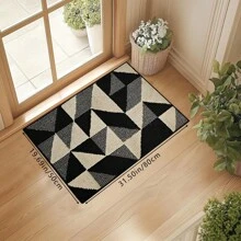 1 Stück rutschfeste Nylon-Fußmatte mit Zwei-Farben-Design, dekorativer Eingangsläufer, Badezimmermatte, Geschenk für Geburtstag, Abschluss, Raumdekoration, Heimdekoration, Badezimmerdekoration, Schlafzimmerdekoration, Küchendekoration, Wohnzimmerdekoration, Bürodekoration, Hausdekoration, Wohnzimmerteppich, Raumdekoration, ästhetischer Teppich - Schwarz - Übersicht 12