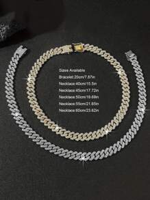 2pcs Hip Hop Style Funky Cuban Chain Necklace Plus Bracelet, Unisex Rapper's Jewelry Set ,Perfect Gift For Cool Friends - Set - View 7