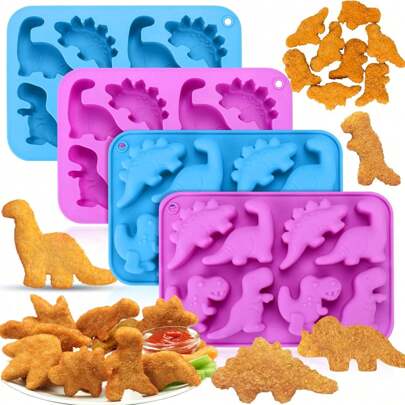 Molde de silicona con forma de dinosaurio, molde para hacer nuggets de pollo con forma de dinosaurio, molde para hacer paletas de hielo con forma de dinosaurio, molde para hacer chocolates y dulces