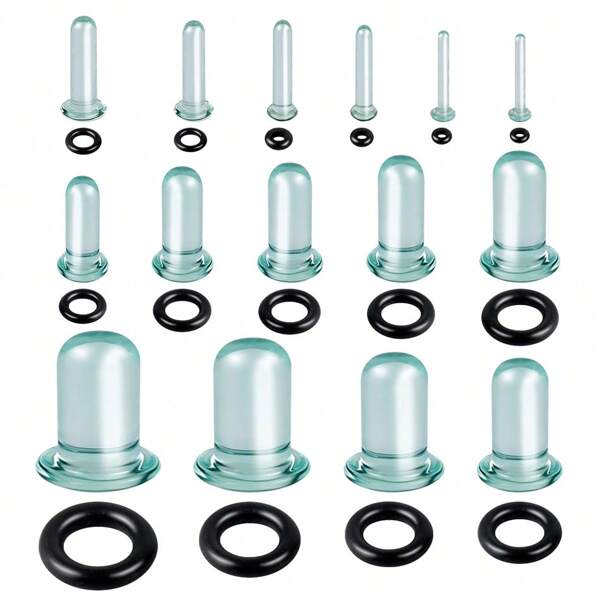 SWANJO 2 Stücke Glas Ohrgauges Stretching Set, kurze Taper Expander 1,6-16mm Stretching Ohr Tunnels und Plugs Körperschmuck