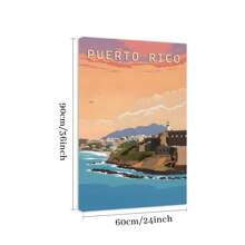 1 Pc Framed Coastal Scene Wall Art Canvas Poster Painting Wall Decor For Bedroom Living Room - 藍白色 - 查看 9