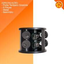 Rotating Spice And Condiment Holder With 6 Glass Jars - Black - View 3