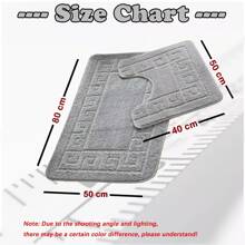 Bath Mat Set 2 Pieces Non Slip Rubber Pedestal And Bath Mat Set Toilet Greek Bathroom Rug New (Silver) Carpet Back To School Fall Decor Entryway Decor Bathroom Kitchen Decor - Silver - View 4