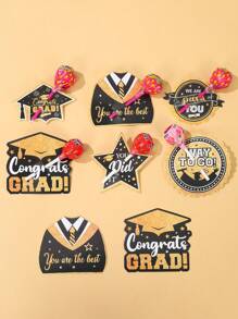 48 sztuk Graduation Season Lollipop Paper Card, Czarna złota czapka ukończenia szkoły, toga ukończenia szkoły, wzorzysta lizak, papierowa torba na karty, świętuj ukończenie szkoły, lizak, torba na prezenty, dekoracje na biurko na przyjęcie z okazji ukończenia szkoły, torby na lizaki do pakowania prezentów na ukończenie szkoły, upominki na przyjęcie z okazji ukończenia szkoły