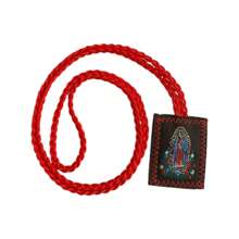 Unser Frau von Guadalupe / Tadeo Gewebtes rotes Skapulier-Halskette Escapulario Rojo Virgen Guadalupe Geschenk