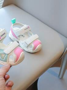 1 Pair Girls Non-Slip Soft Sole Dopamine Color Sports Closed-Toe Sandals, Casual Shoes, Summer