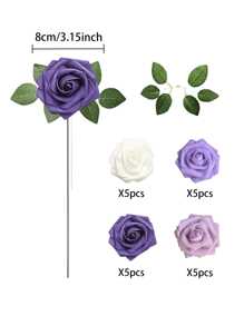 25Pcs Rose Artificial Flowers, Real Looking Fake Roses, Real Touch DIY Foam Floral With Stems For Wedding Bouquet Centerpiece Floral Arrangement Valentine's Party Home Table Decor