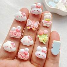10/30pcs Vivid Resin Mini Cute Cartoon Rabbit, Bouquet, Butterfly Decorations - Flat Back, Suitable For Scrapbooking, DIY Craft Supplies And Home Decor Projects, Easter Decorations - Multicolor - View 7