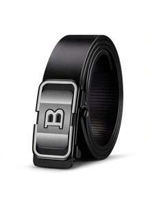 1 条男士自动扣皮带商务休闲青年百搭裤腰带，送给丈夫、家人或男朋友的完美礼物 - 銀色 - 查看 4