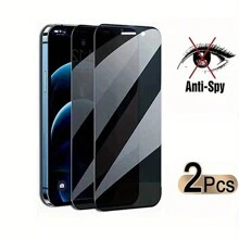 2 pièces Film de protection d'écran de téléphone anti-espionnage en verre trempé compatible avec Apple 6/6s,7/8/Plus,X/Xs/XS Max,11/11pro/11 Pro Max,12mini/12/12 Pro/12 Pro Max,13/13mini/13 Pro/13 Pro Max,14/14 Plus/14 Pro/14 Pro Max,15/15Plus/15Pro/15Promax Cadeau pour l'anniversaire, la famille, les amis Verre trempé, protecteur d'écran de téléphone, accessoires de téléphone