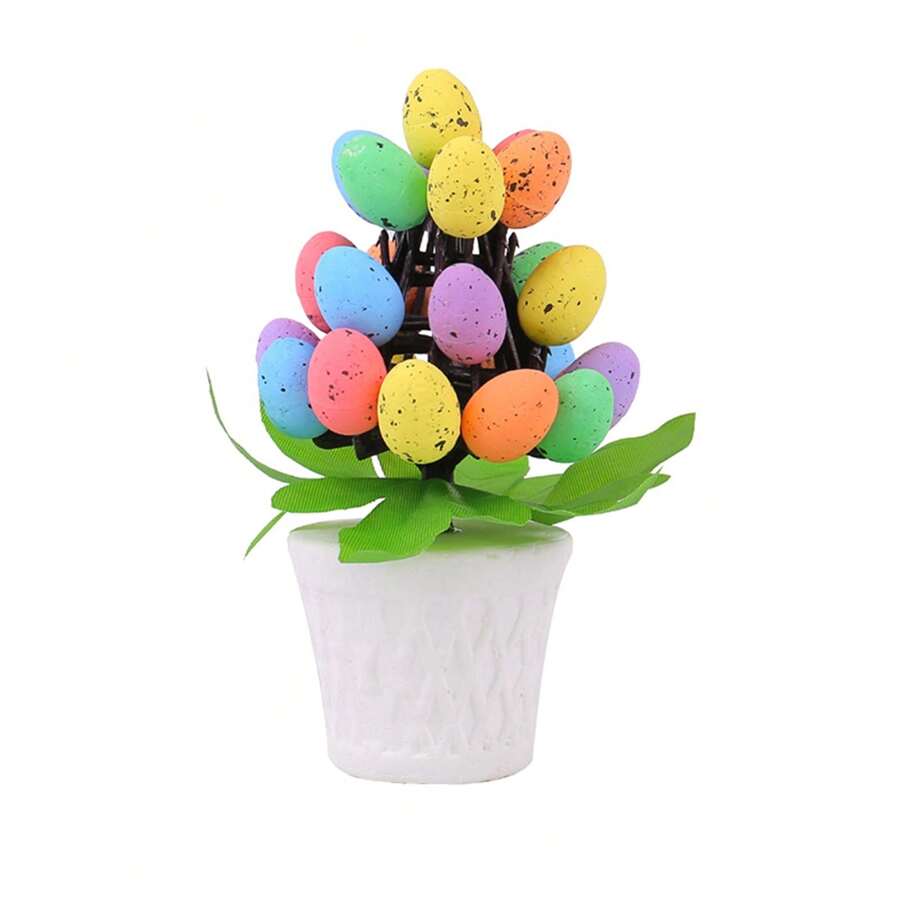 Easter Table Decorations Cute Colorful Egg Potted Plants Figurine Tabletop Centerpieces For Home Party Spring Decor - Green - View 1