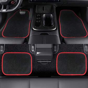 4pcs Universal Anti-Slip Car Floor Mats Set, Wear-Resistant Vehicle Interior Accessories For All Cars