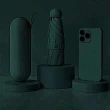 1pc Anti-Uv Mini Umbrella For Sunny And Rainy Days, Portable With Uv Coating And 6 Reinforced Ribs - Green - View 1