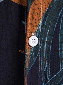 Camisa hawaiana de manga corta con estampado de plantas tropicales para hombre - Multicolor - Ver 5