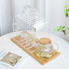 1 件日式玻璃杯架，客厅茶杯收纳展示架 - 白色 - 查看 5