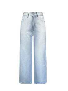 Women's Y2K Distressed Wash Wide-Leg Jeans, Suitable For Music Festivals - Baby Blue - View 5