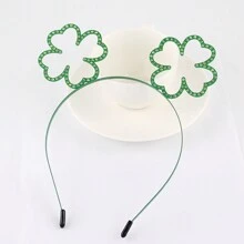 Funny Irish Headband Rhinestone Clover/ Cosplay Hairband Holiday Hair Hoop For Party Costume Photo Props - Blue - View 3