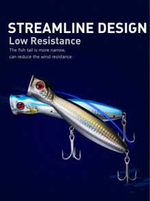 Kingdom TopWater 波帕鱼饵 80mm 100mm 130mm 1件 2件 3件 5件 硬质人工鱼饵 浮动摇晃器渔具鱼饵