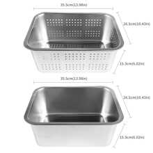 Youyijia Washing Up Bowl Set, 2-In-1 Washing Up Bowl & Strainer Bowl, Stainless Steel Dish Tub With Colander, For Washing Rice And Draining, Vegetable And Fruit Food Preparation (Medium) - Medium - View 3