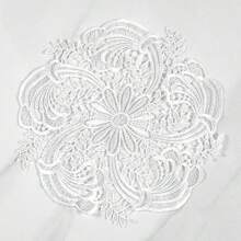 优雅的白色天鹅绒蕾丝椭圆形桌布 - 花卉图案涤纶桌布，适合餐厅、咖啡和家居装饰，非常适合节日餐桌布置，餐桌配件 - 蝴蝶图案 - 装饰纹理，餐桌装饰 - 彩色 - 查看 14