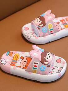 1 paire de nouvelles pantoufles imprimées lapin pour filles, semelle épaisse, antidérapante, résistante aux odeurs, pour le port intérieur, pantoufles de salle de bain silencieuses