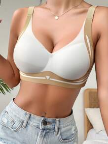 3 件套女士无缝内衣，无钢圈舒适提升聚拢胸罩，支撑性好，防下垂 - 彩色 - 查看 4