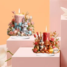 2D Boho Style Easter Candle Decor With Egg Pattern