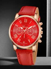 JasonRolls 3 Pièce/Set, Montre pour Femme, Élégant Ensemble de Montre à Quartz - Chiffres Romains à la Mode, Bracelet en PU, Boîtier en Alliage de Zinc - Cadeau Parfait pour Elle