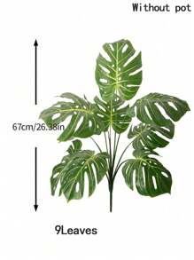67-85 厘米大型人造鹤望兰树假热带龟背竹植物真实触感棕榈叶塑料香蕉树枝绿色中心装饰适用于家庭花园室内阳台装饰无盆 1 件