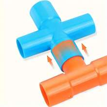 76pcs Plumbing Pipes Building Block Set (With Instruction Manual) - Creative Construction Toy For Teens, Large Sized Educational Puzzle Bricks, Suitable For Party And Holiday Gifts - Multicolor - View 6