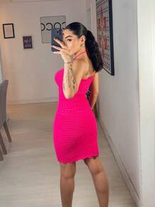 Strapless Dress - Hot Pink - View 3