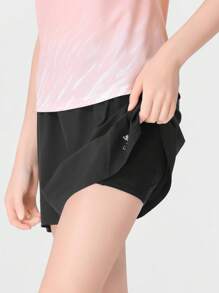 CAMEL CROWN Women's Badminton Shirt, Quick-Dry Short Sleeve Dress, Moisture-Wicking Yoga Activewear, Running & Fitness Training Outfit - Camellia Pink/Phantom Black - View 4