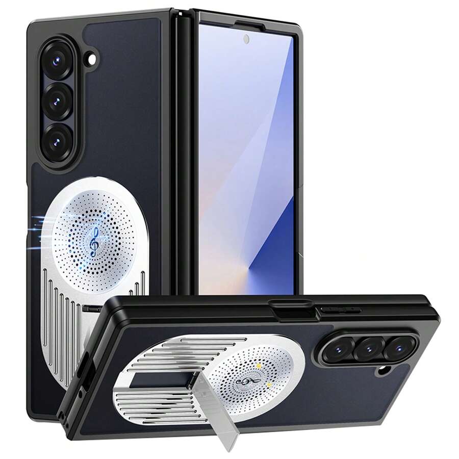 Case For Galaxy Z Fold 5/ Fold 6, Metal Radiator Design [Compatible With Magsafe] Back Cover With Foldable Stand, Camera Lens Protector Phone Cover For Galaxy Z Fold 6/Fold 5Gifts For Family, Friends, Kids, Birthday,Spring, Holiday, , Easter