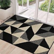 1 Stück rutschfeste Nylon-Fußmatte mit Zwei-Farben-Design, dekorativer Eingangsläufer, Badezimmermatte, Geschenk für Geburtstag, Abschluss, Raumdekoration, Heimdekoration, Badezimmerdekoration, Schlafzimmerdekoration, Küchendekoration, Wohnzimmerdekoration, Bürodekoration, Hausdekoration, Wohnzimmerteppich, Raumdekoration, ästhetischer Teppich - Schwarz - Übersicht 11